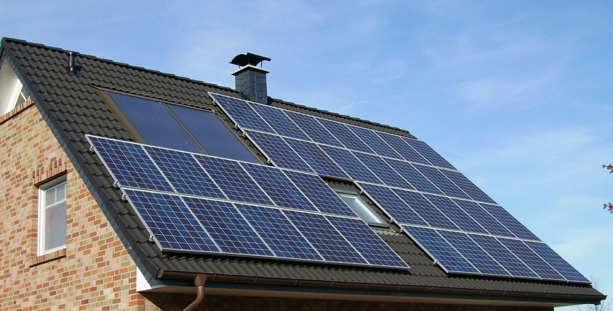 Home with solar panels on roof