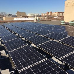 Solar panels on building roof