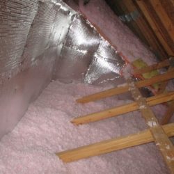 Sky-flex being used as an air-thermal boundary for attic knee walls